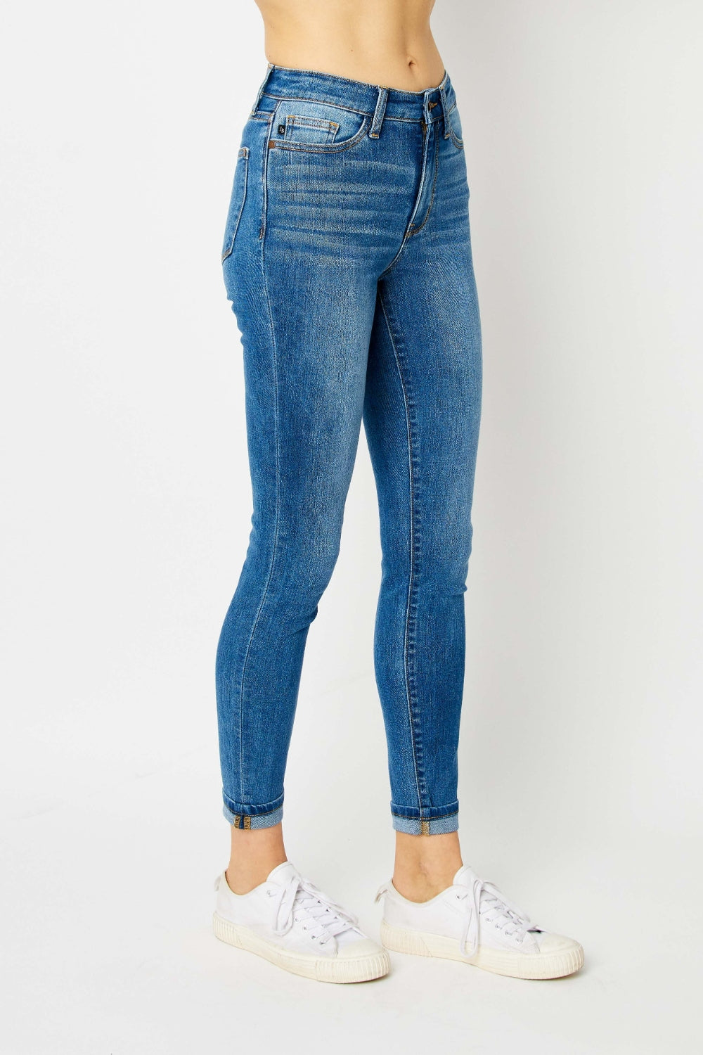 Judy Blue Full Size Cuffed Hem Skinny Jeans Judy Blue Full Size Cuffed Hem Skinny Jeans - TopFashionHQ