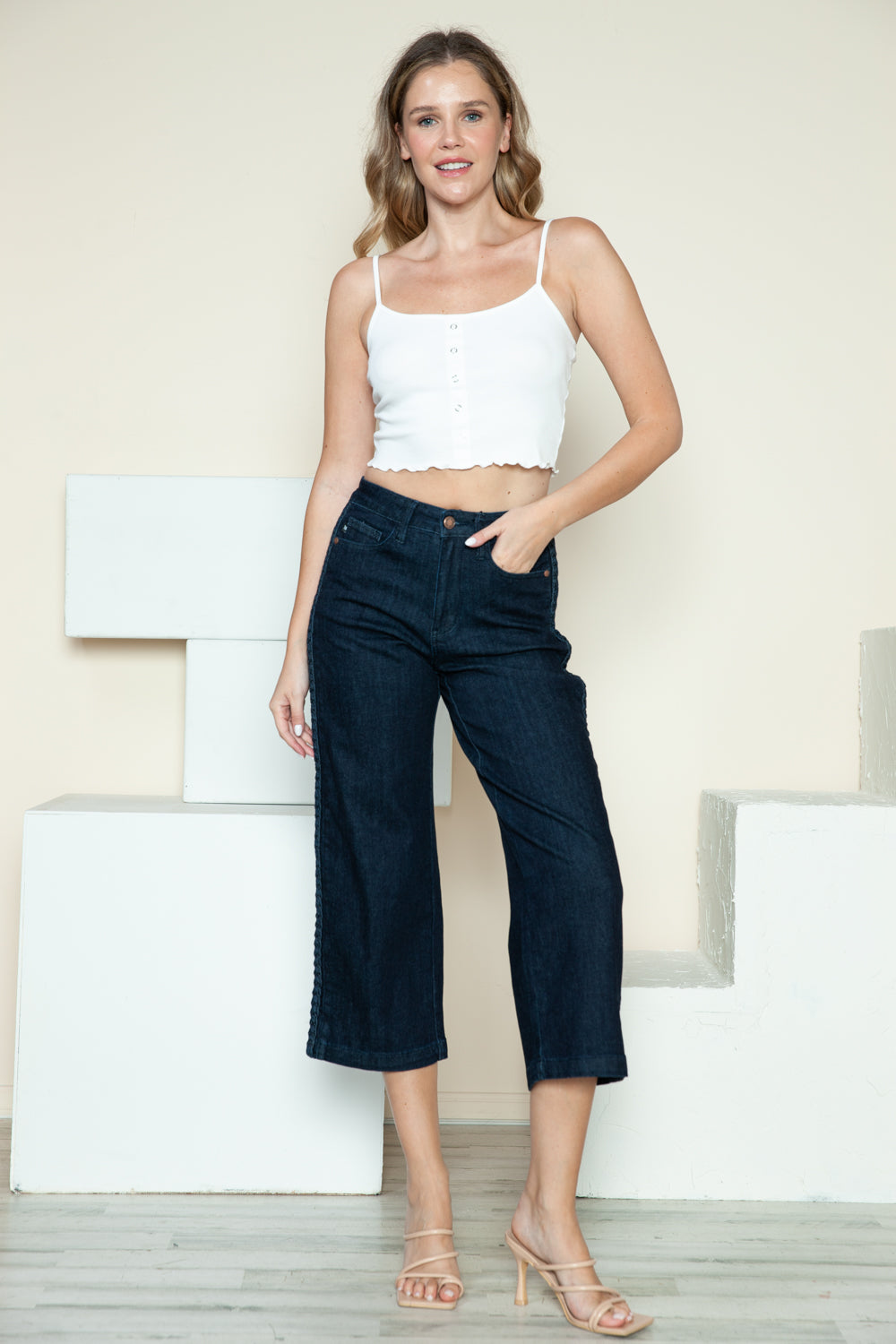 Judy Blue Full Size Side Seam Braid Detail Crop Wide Leg Jeans Judy Blue Full Size Side Seam Braid Detail Crop Wide Leg Jeans