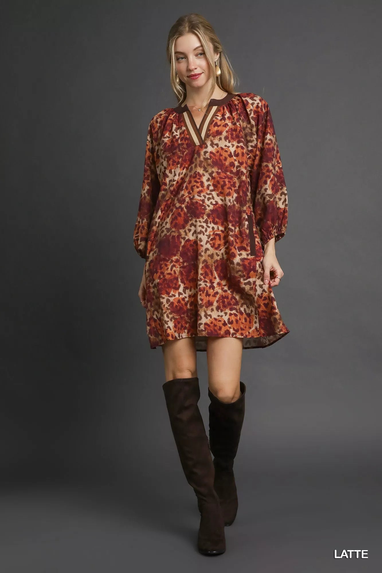 Umgee Animal Print Boho Tunic Dress with Contrast Trim Detail 6abe6091-bbba-445e-88b1-fbe6a229ff1c-Max-Origin