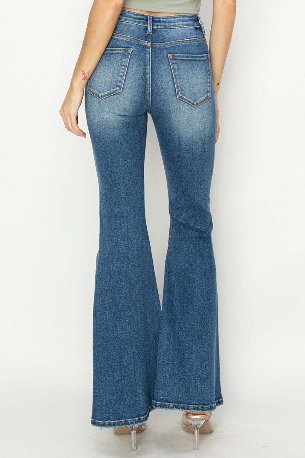 RISEN Full Size High Rise Front Seam Detailed Flare Jeans RISEN Full Size High Rise Front Seam Detailed Flare Jeans - TopFashionHQ