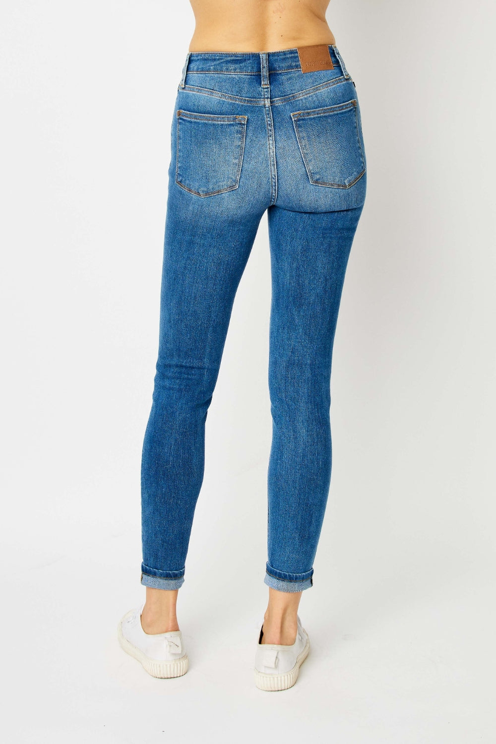 Judy Blue Full Size Cuffed Hem Skinny Jeans Judy Blue Full Size Cuffed Hem Skinny Jeans - TopFashionHQ