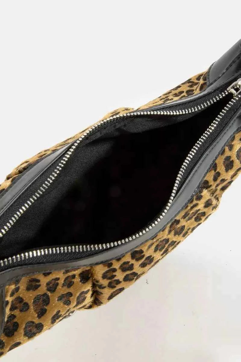 Fame Leopard Print Half Moon Shoulder Bag Fame Leopard Print Half Moon Shoulder Bag