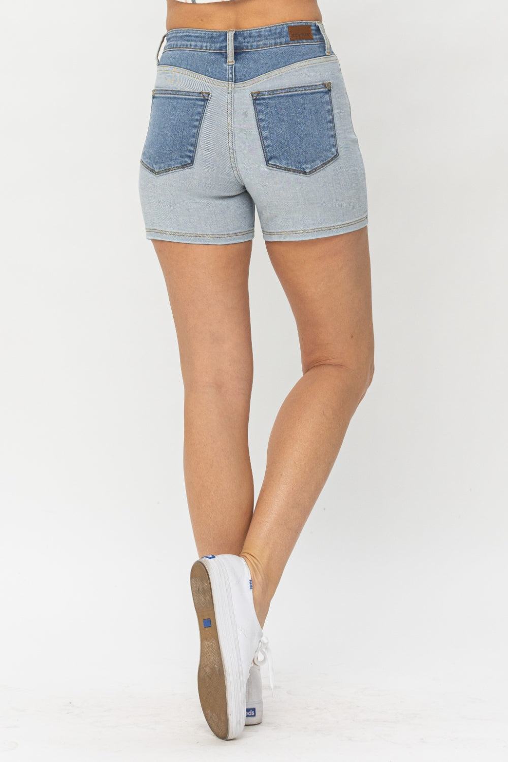 Judy Blue Full Size Color Block Denim Shorts Judy Blue Full Size Color Block Denim Shorts - TopFashionHQ