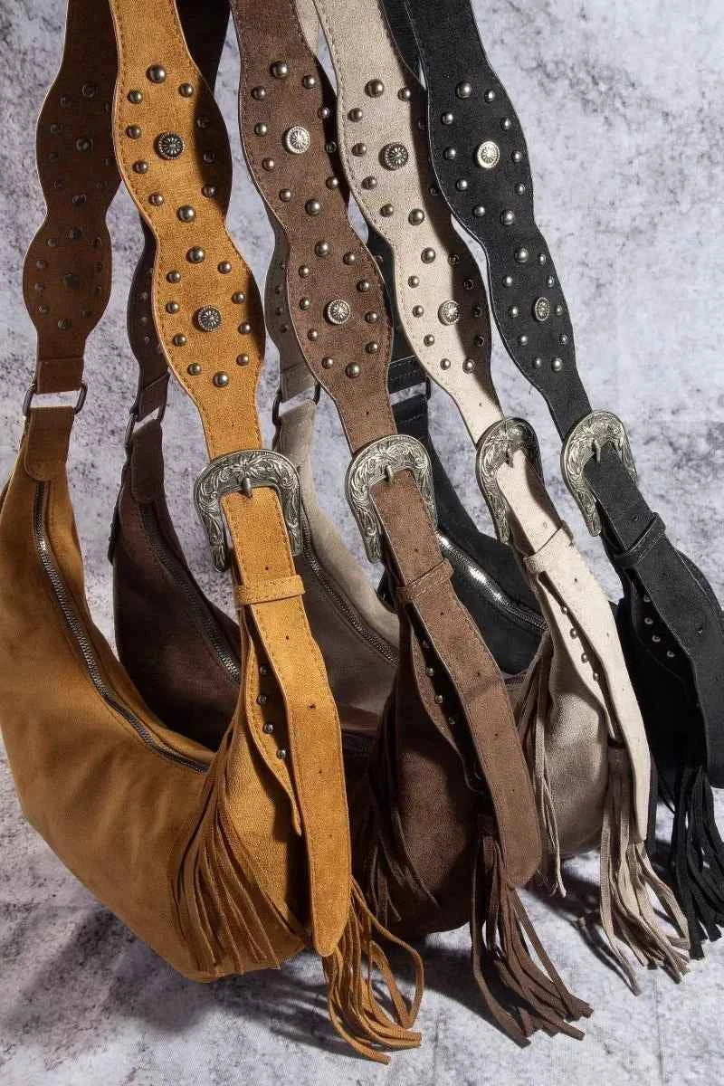 Fame Half Moon Fringe Buckle Strap Hobo Bag Fame Half Moon Fringe Buckle Strap Hobo Bag