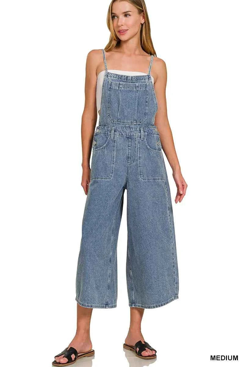 Zenana Denim Medium Washed Wide Leg Overalls Zenana Denim Medium Washed Wide Leg Overalls