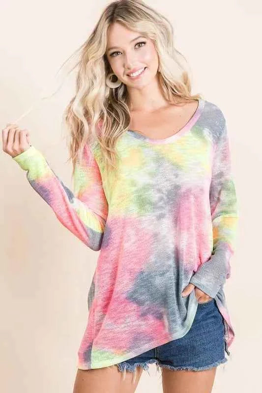 BiBi Tie Dye Print Low Gauge Knit Top BiBi Tie Dye Print Low Gauge Knit Top