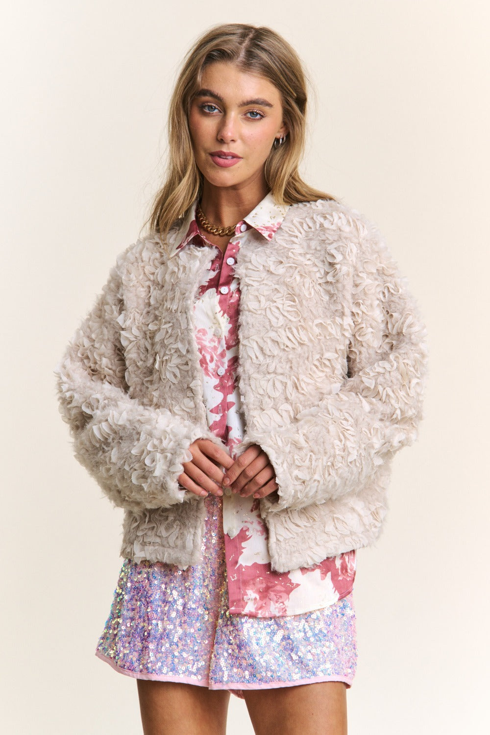 J.NNA Mixed Fabric Chic Jacket J.NNA Mixed Fabric Chic Jacket