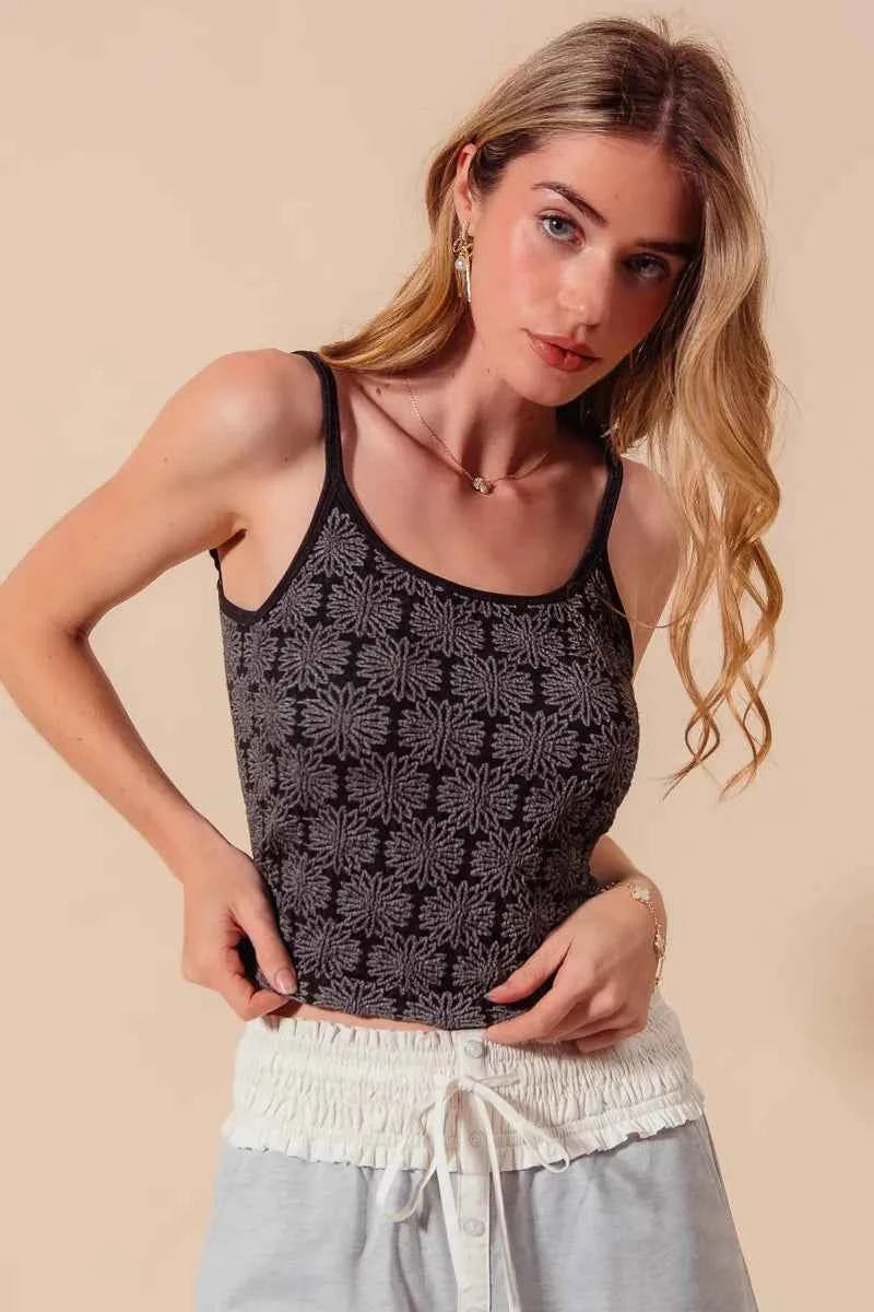 SO ME Two Tone Floral Seamless Tank Top SO ME Two Tone Floral Seamless Tank Top