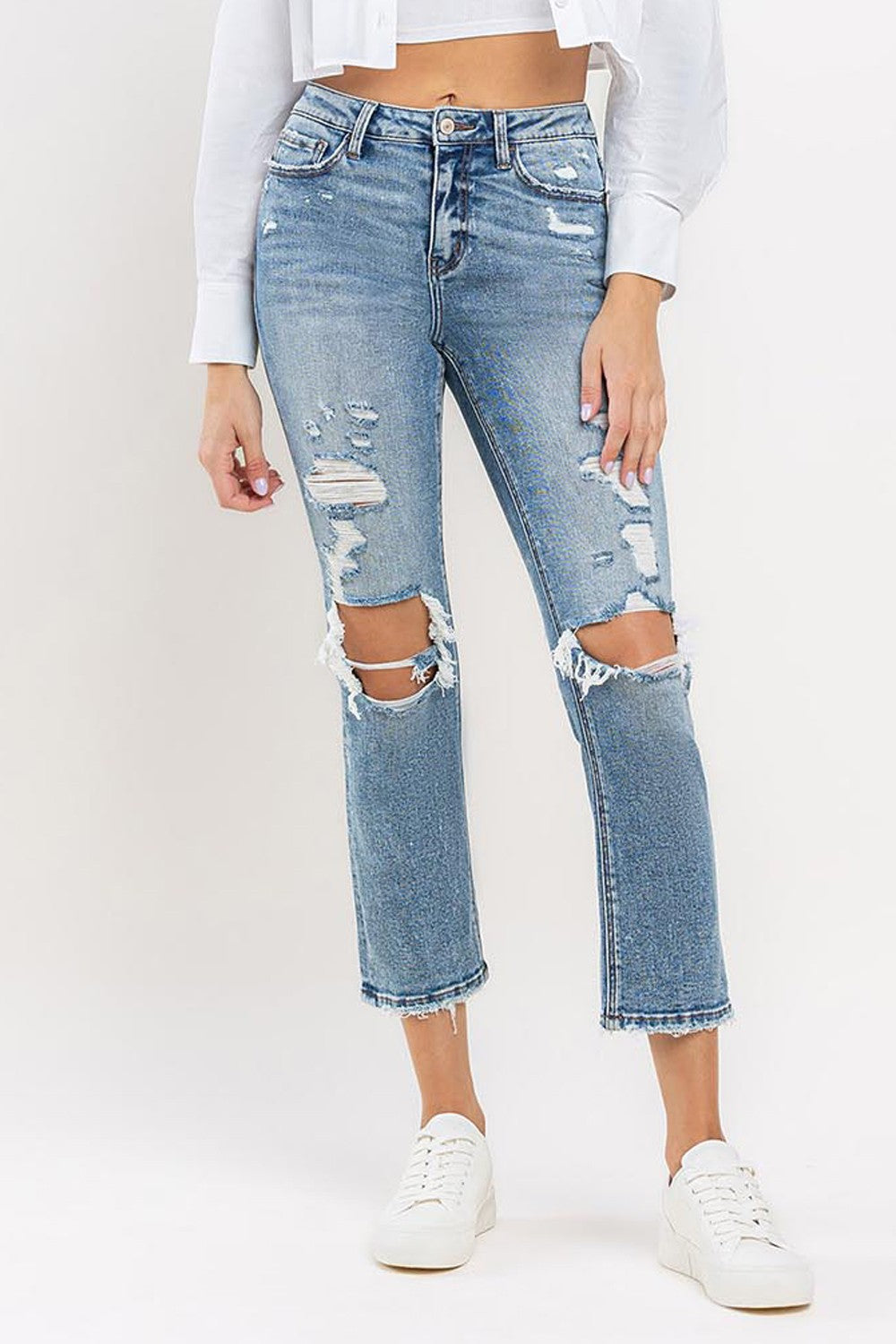 Lovervet Full Size High Rise Slim Straight Jeans Lovervet Full Size High Rise Slim Straight Jeans - TopFashionHQ
