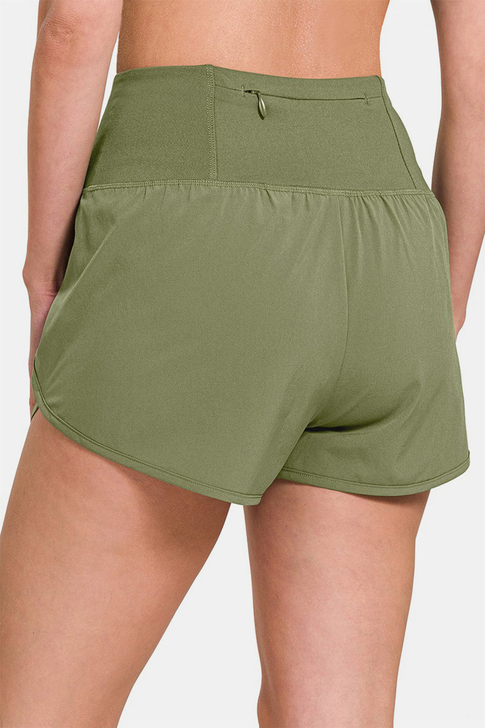 Zenana High-Waisted Zippered Back Pocket Active Shorts Zenana High-Waisted Zippered Back Pocket Active Shorts - TopFashionHQ