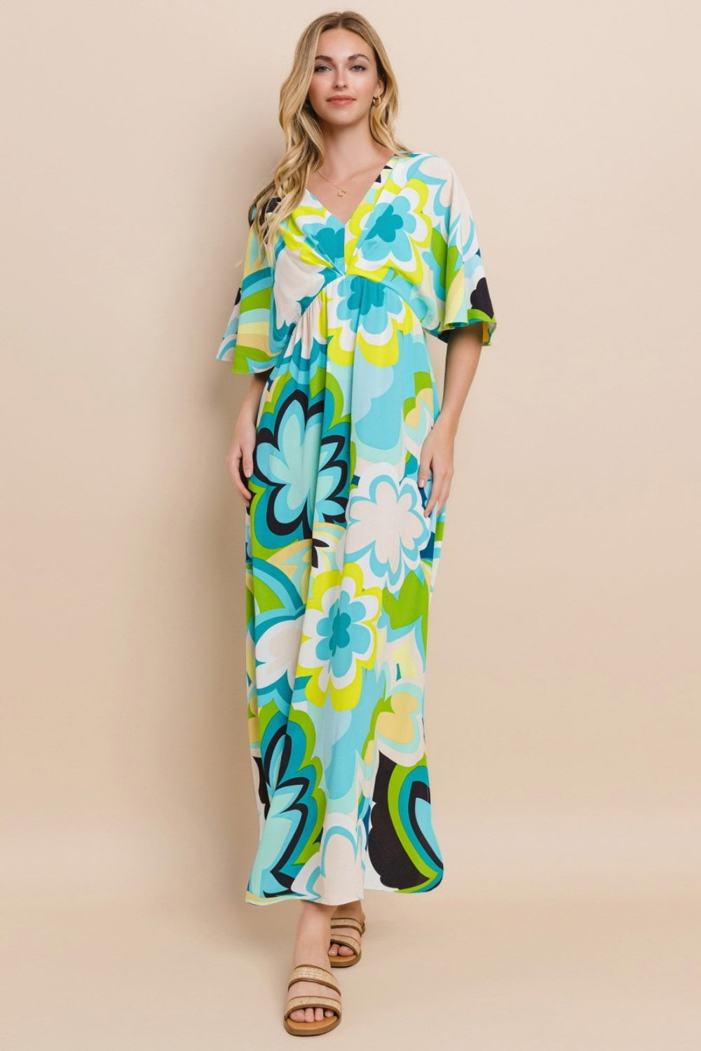 ODDI Floral Printed Slit Maxi Dress ODDI Floral Printed Slit Maxi Dress - TopFashionHQ