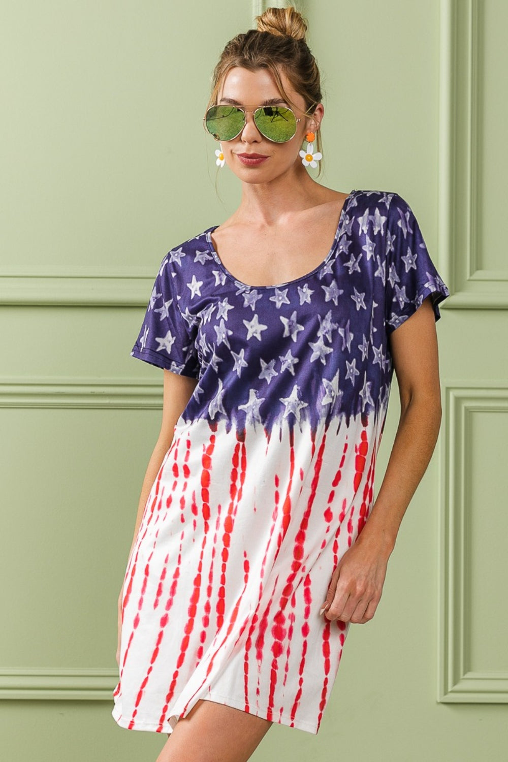 BiBi American Flag Theme Tee Dress BiBi American Flag Theme Tee Dress - TopFashionHQ