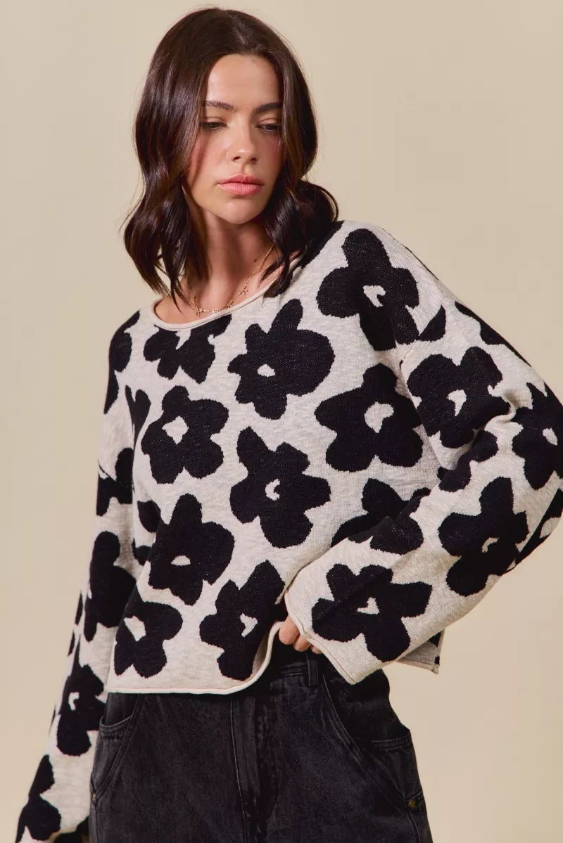SO ME Loose Fit Flower Lightweight Sweater Top 6e5c1f70aee44df096367a9e0119fbe5-Max-Origin