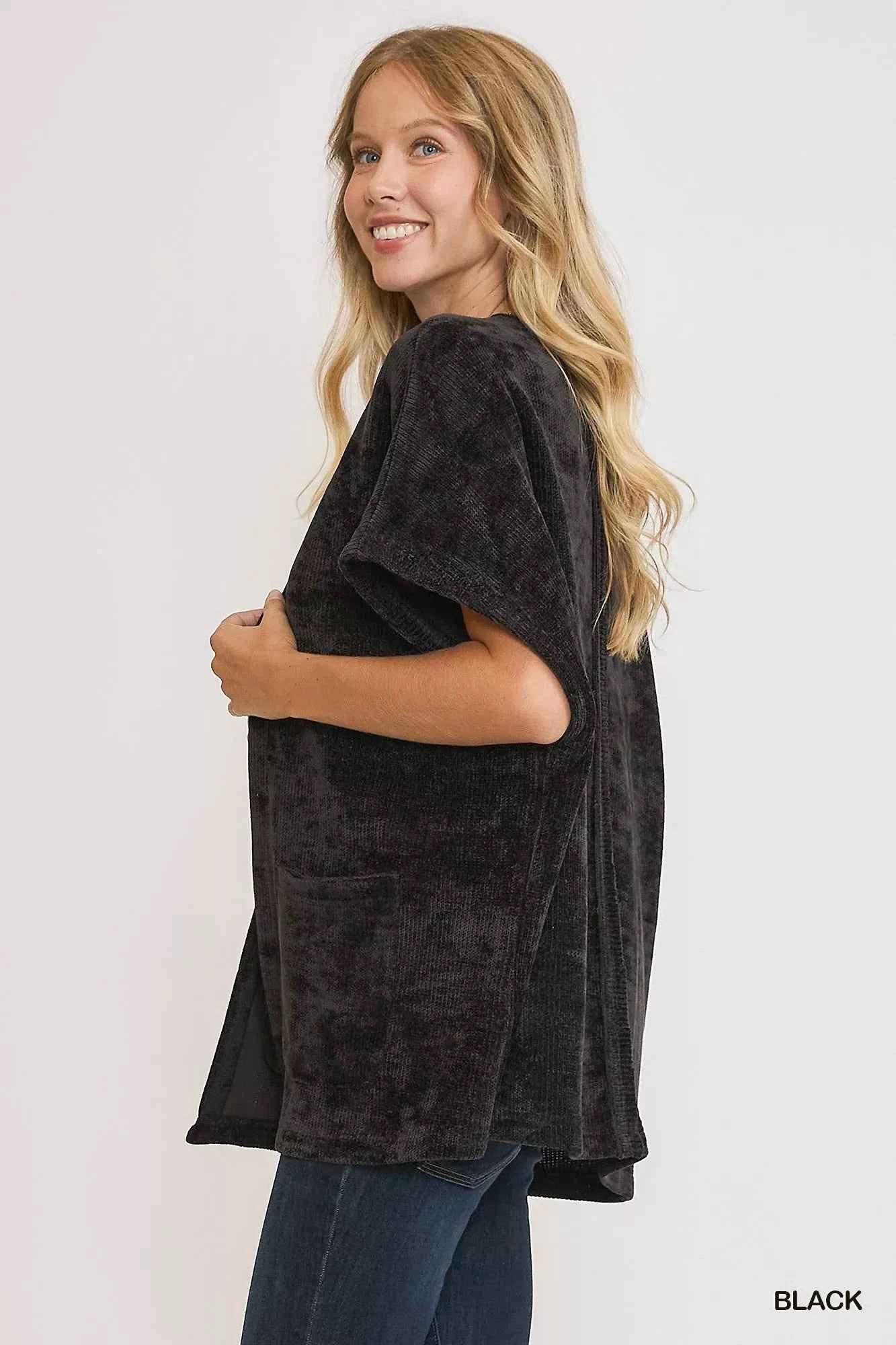 Umgee Open Front Knit Cardigan with Front Pockets Umgee Open Front Knit Cardigan with Front Pockets