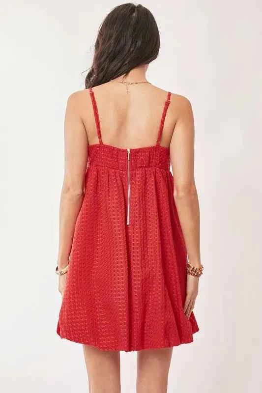 Davi & Dani Textured Sweetheart Neckline Bubble Hem Dress Davi & Dani Textured Sweetheart Neckline Bubble Hem Dress