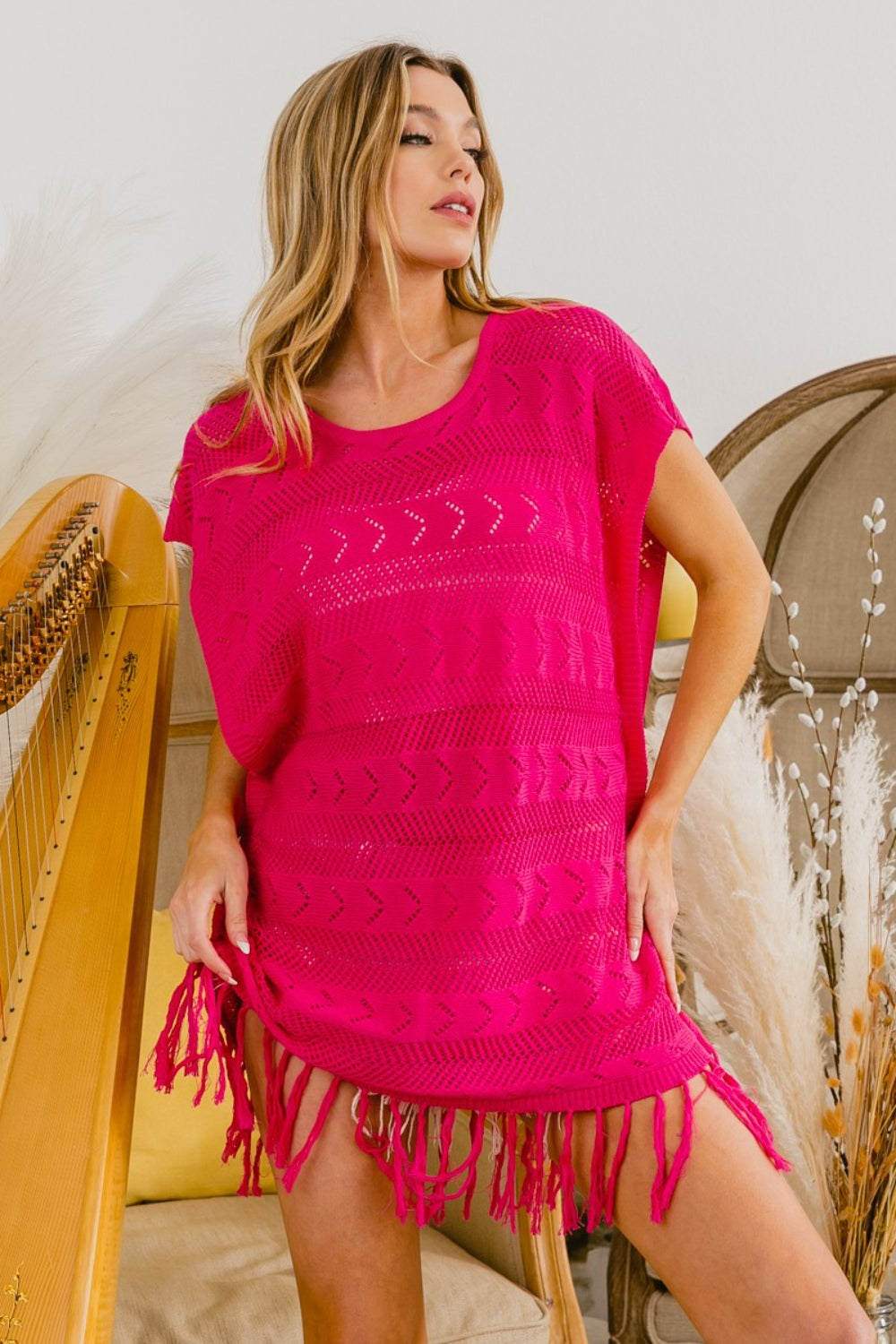 BiBi Fringed Hem Knit Top BiBi Fringed Hem Knit Top - TopFashionHQ