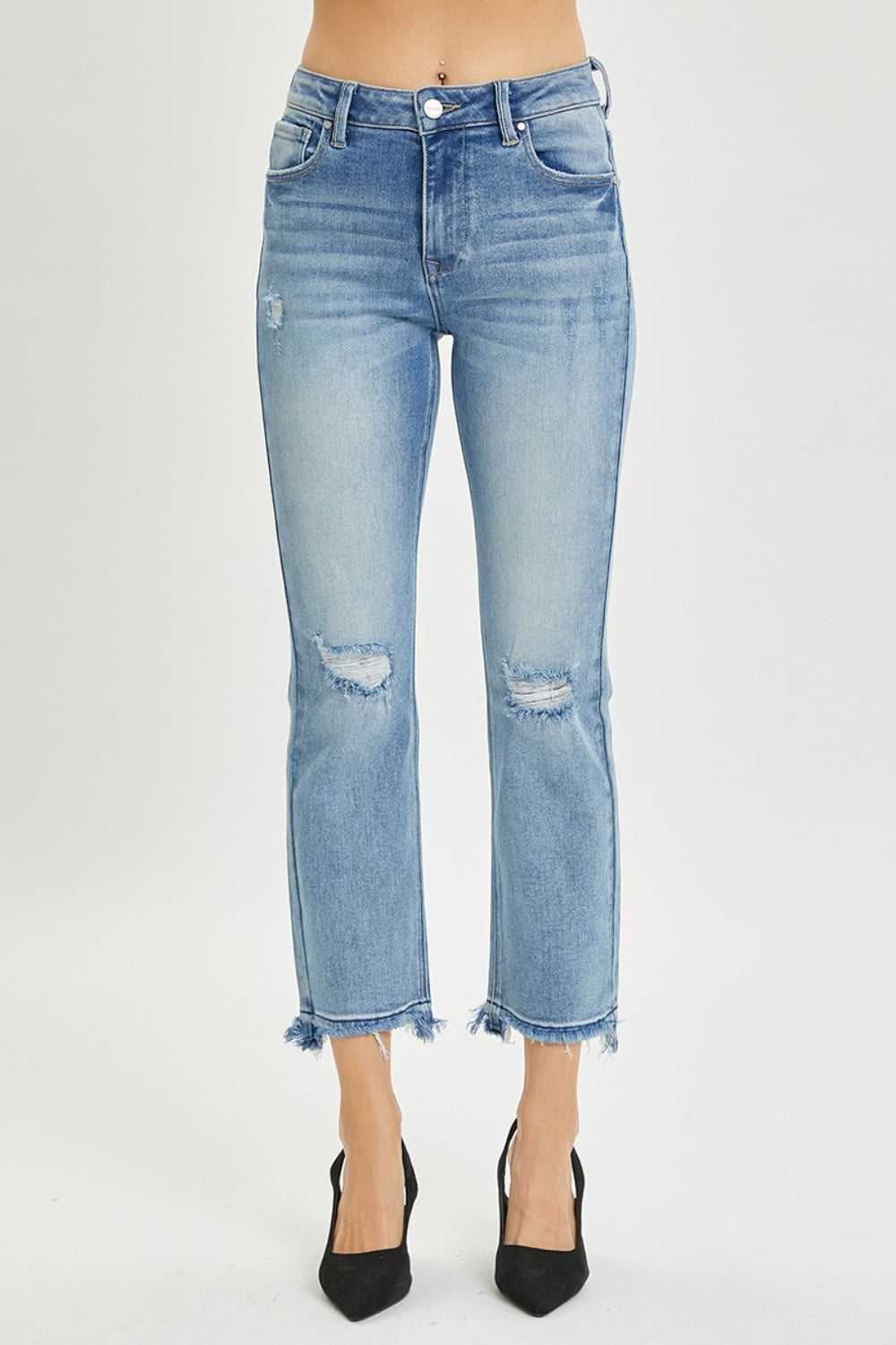 RISEN Full Size High Rise Distressed Cropped Straight Jeans RISEN Full Size High Rise Distressed Cropped Straight Jeans - TopFashionHQ