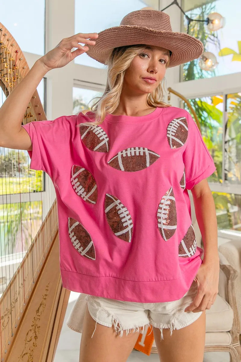 BiBi Game Day Sequins Patched Half Sleeves Top 7039e4603d6b42c6a757cb2c2c619d81-Max-Origin