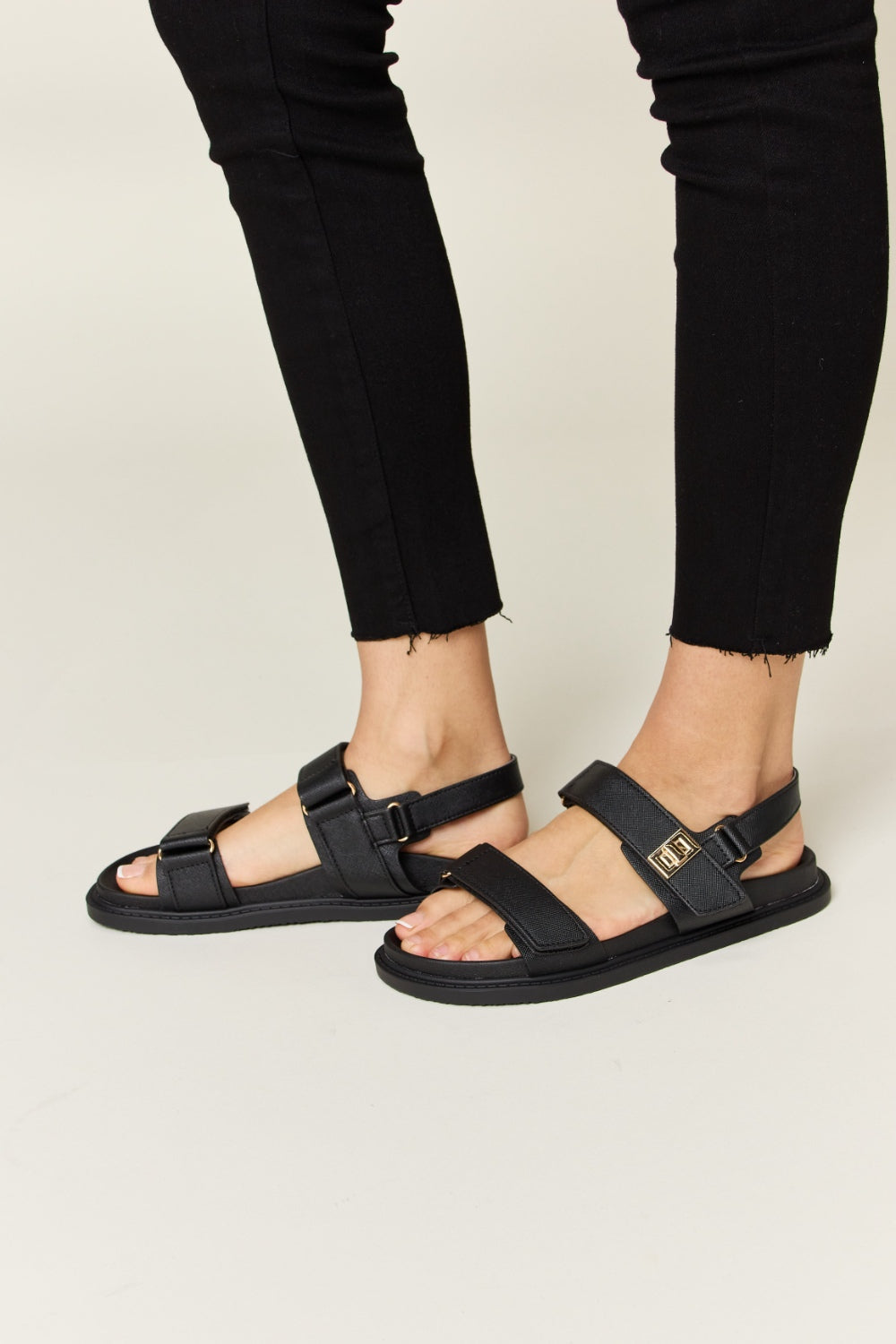 WILD DIVA Velcro Double Strap Slingback Sandals WILD DIVA Velcro Double Strap Slingback Sandals - TopFashionHQ