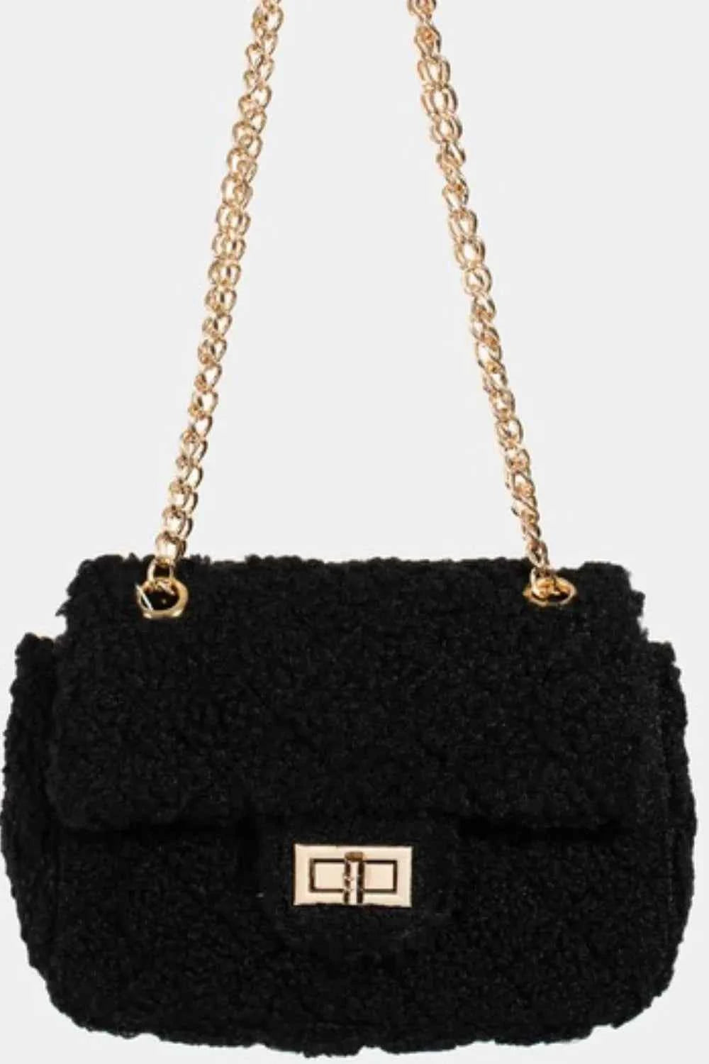 Fame Faux Fur Rectangle Crossbody Bag Fame Faux Fur Rectangle Crossbody Bag