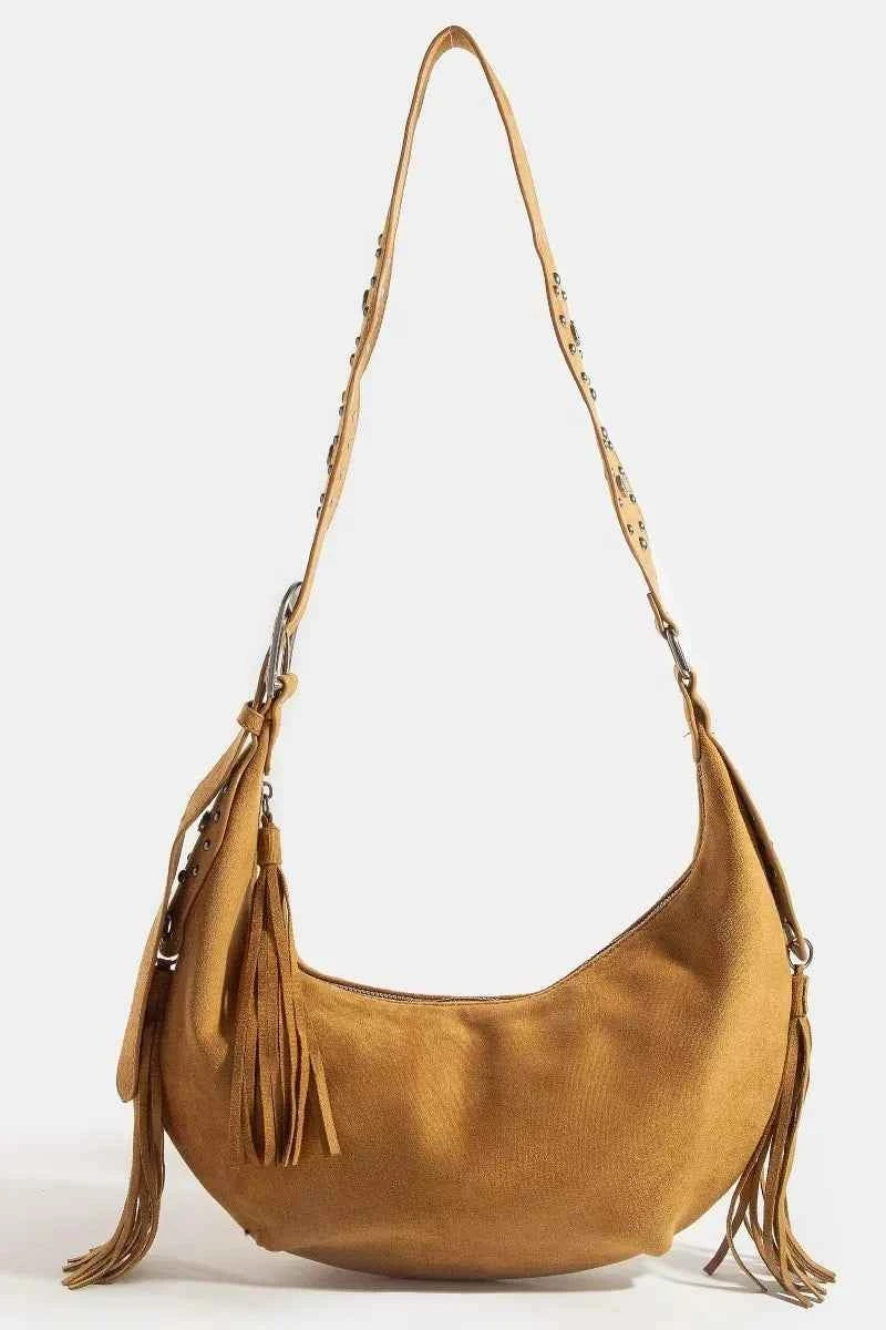 Fame Half Moon Fringe Buckle Strap Hobo Bag Fame Half Moon Fringe Buckle Strap Hobo Bag