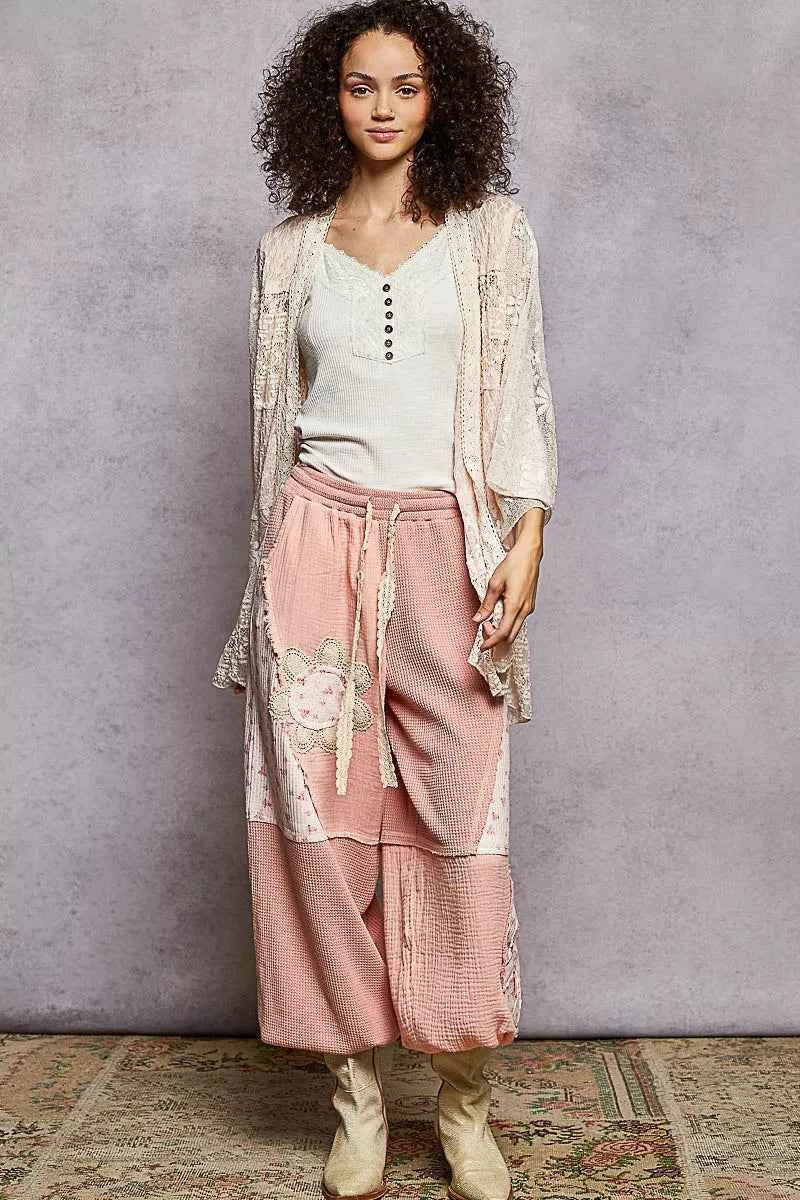 POL Lace Floral Open Front Cardigan with Trim Detail POL Lace Floral Open Front Cardigan with Trim Detail