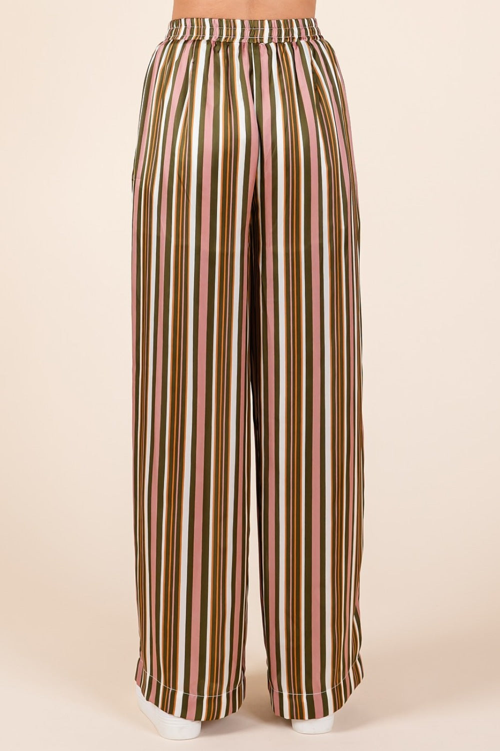 Mittoshop Striped Satin Elastic Waist Wide Leg Pants Mittoshop Striped Satin Elastic Waist Wide Leg Pants