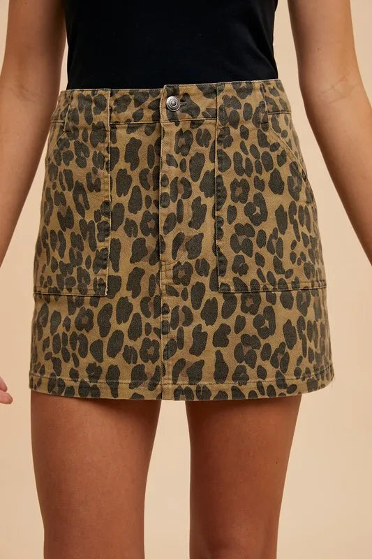 Annie Wear Leopard Denim Mini Skirt 724e7b2b-864f-415c-94bb-c7864e4f57e4-Max