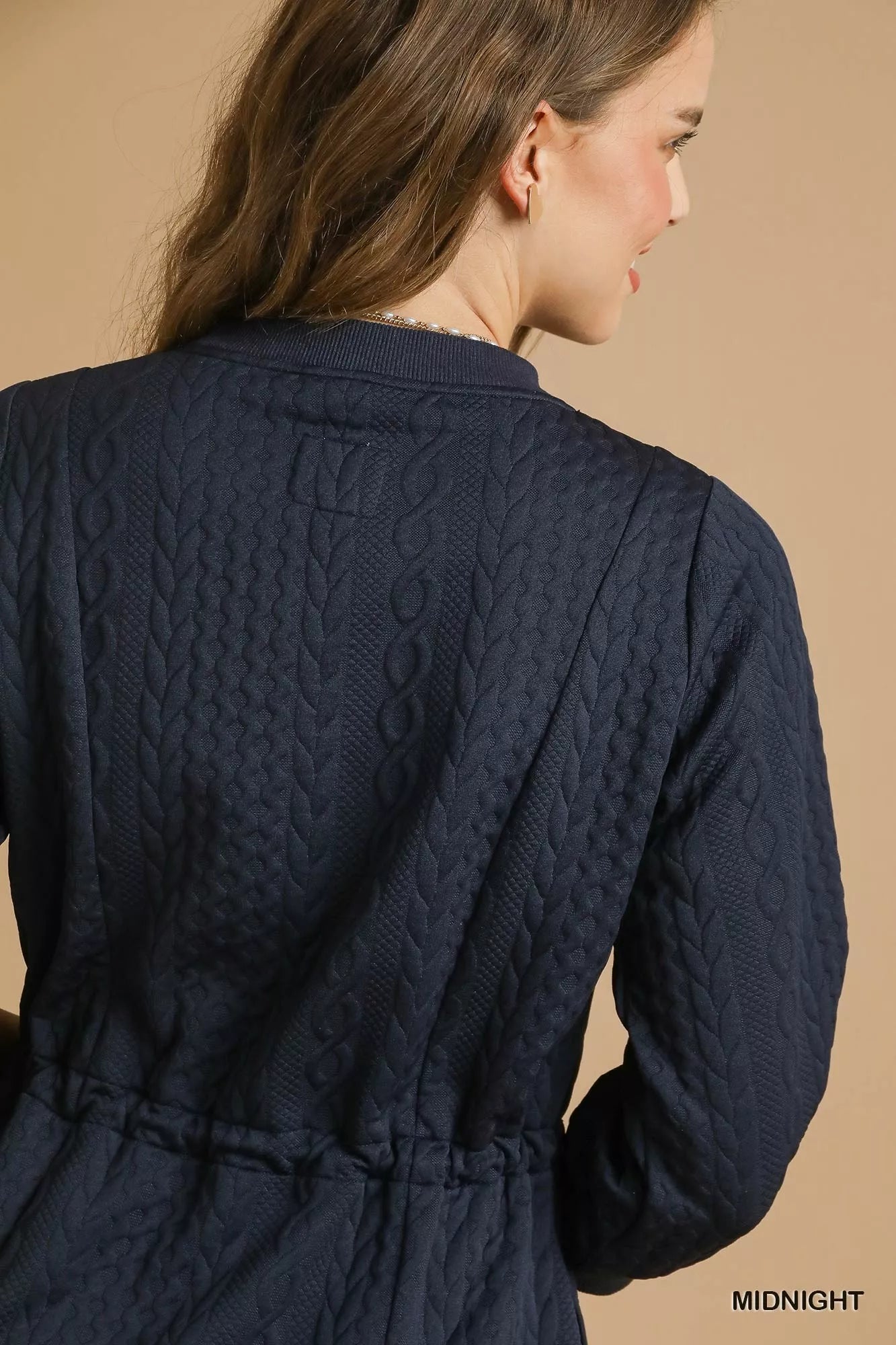 Umgee Drawstring Cable Knit Mini Dress with Pockets 729802cd-e052-42c6-818f-41c066c1caaa-Max-Origin