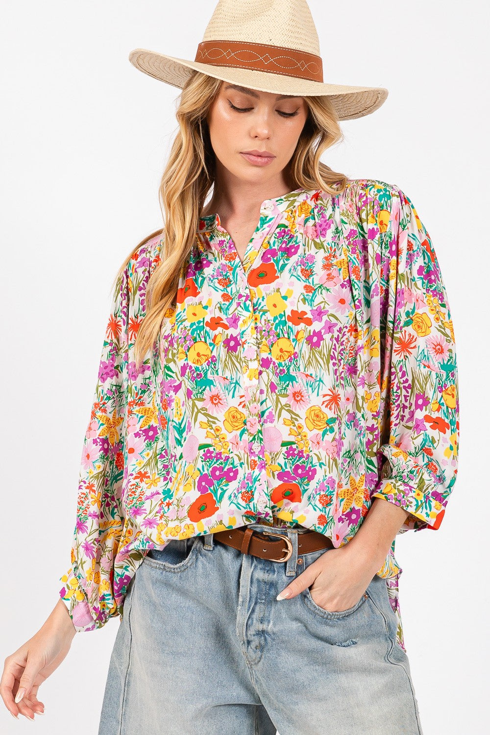 SAGE + FIG Button Down Floral Shirt SAGE + FIG Button Down Floral Shirt - TopFashionHQ