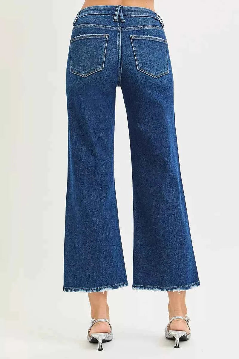 RISEN Tummy Control 4 Way Stretch High Rise Crop Wide Leg Jeans RISEN Tummy Control 4 Way Stretch High Rise Crop Wide Leg Jeans