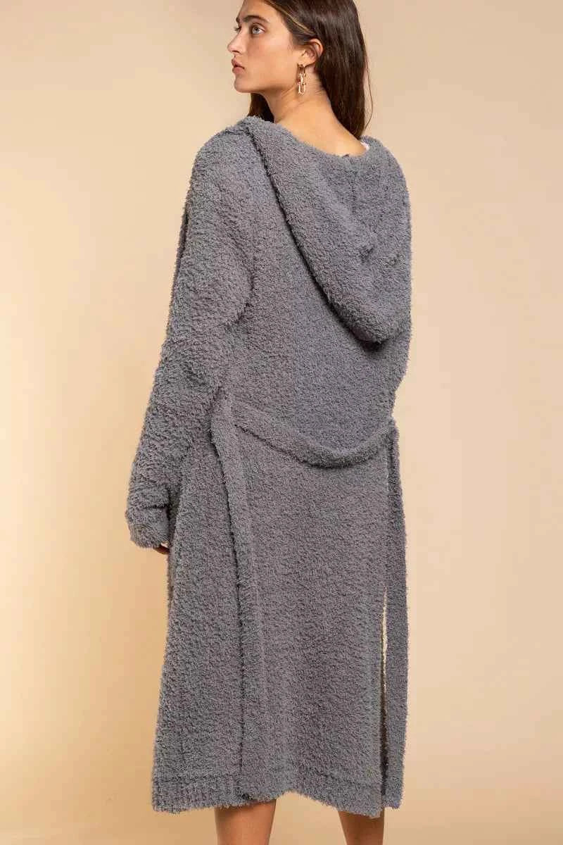 POL Berber fleece Tie Front Tunic Cardigan with Pockets POL Berber fleece Tie Front Tunic Cardigan with Pockets