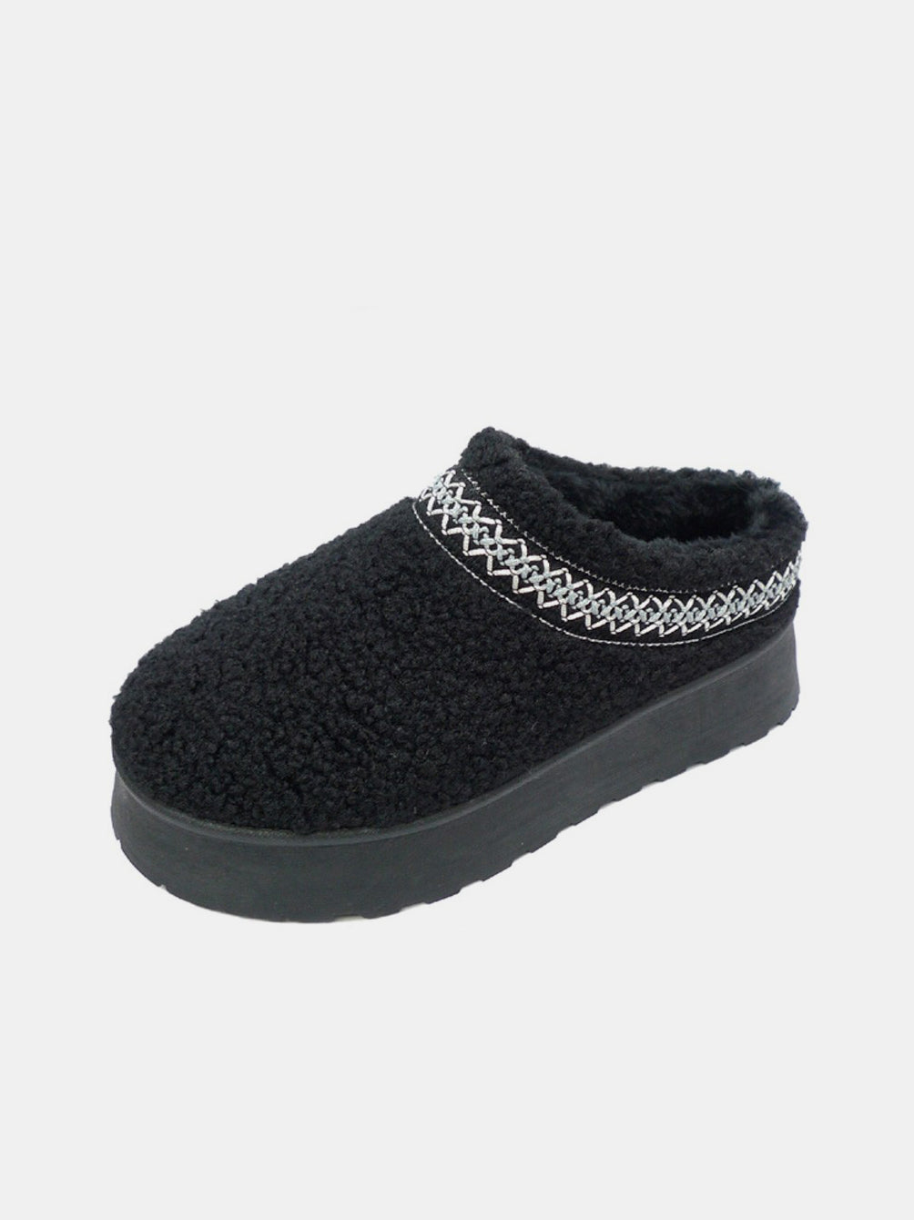 WILD DIVA Embroidered Trim Platform Sherpa Boots WILD DIVA Embroidered Trim Platform Sherpa Boots - TopFashionHQ