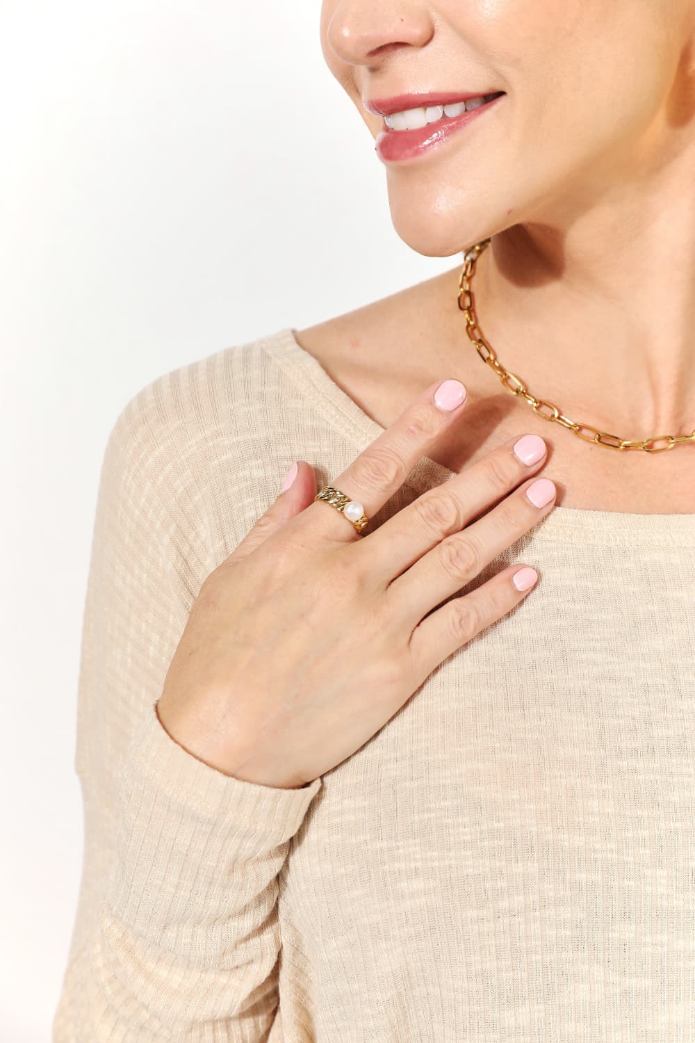 Adored Pearl Stainless Steel Open Ring Adored Pearl Stainless Steel Open Ring - TopFashionHQ