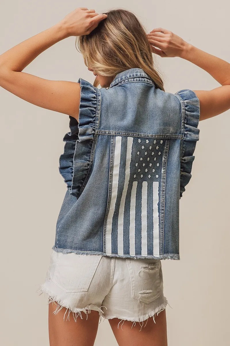 BiBi American Flag Washed Denim Jacket 74ce2b24-b609-4ad1-b2ff-d26becad9cdd-Max