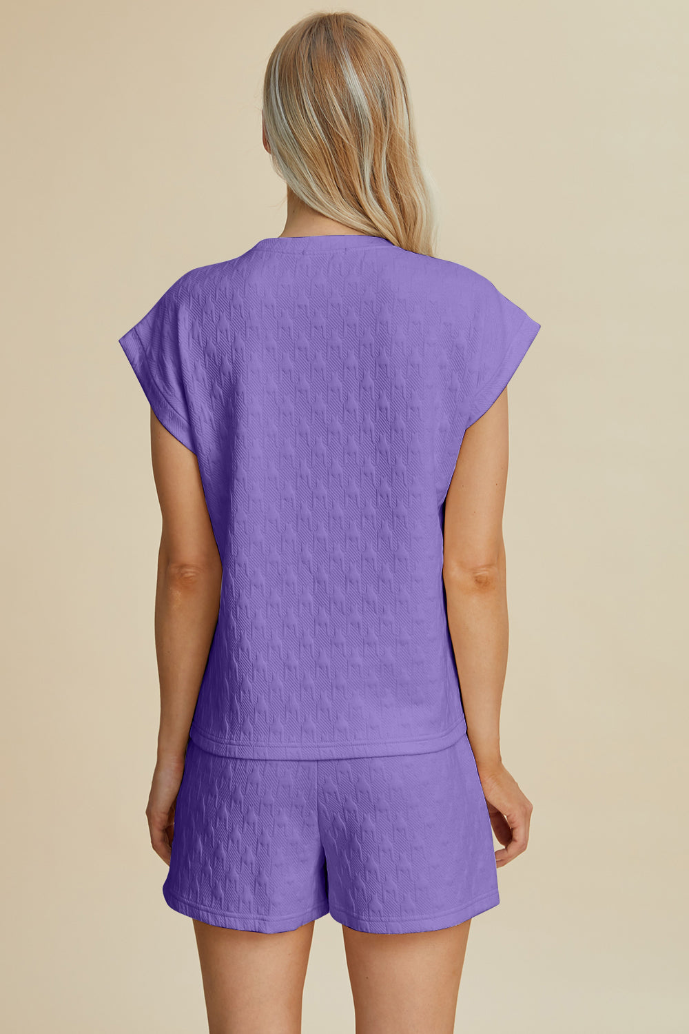 Double Take Full Size Pocketed Texture Round Neck Top and Shorts Set Double Take Full Size Pocketed Texture Round Neck Top and Shorts Set