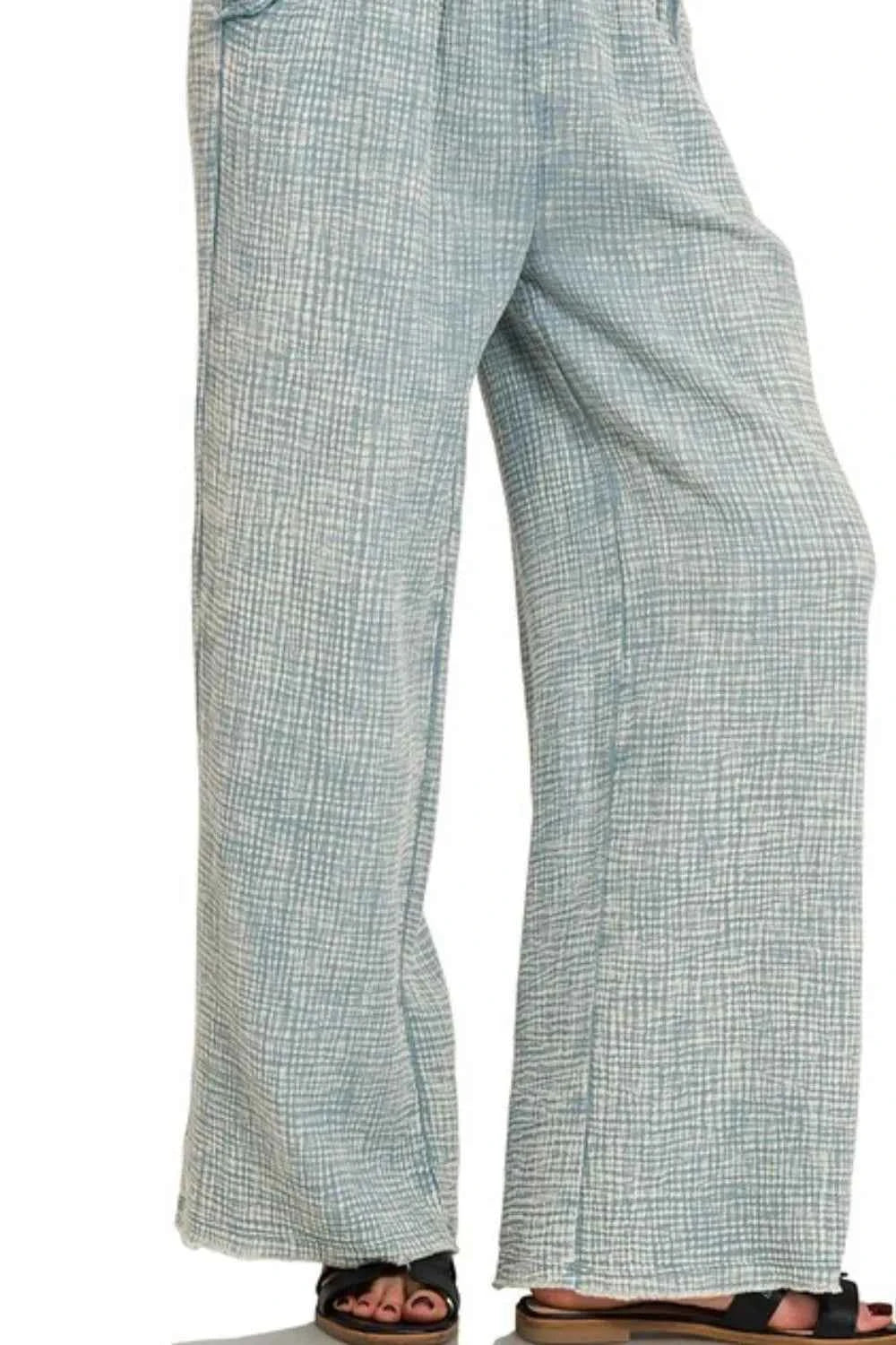 Zenana Washed Double Gauze Elastic Band Waist Pants Zenana Washed Double Gauze Elastic Band Waist Pants