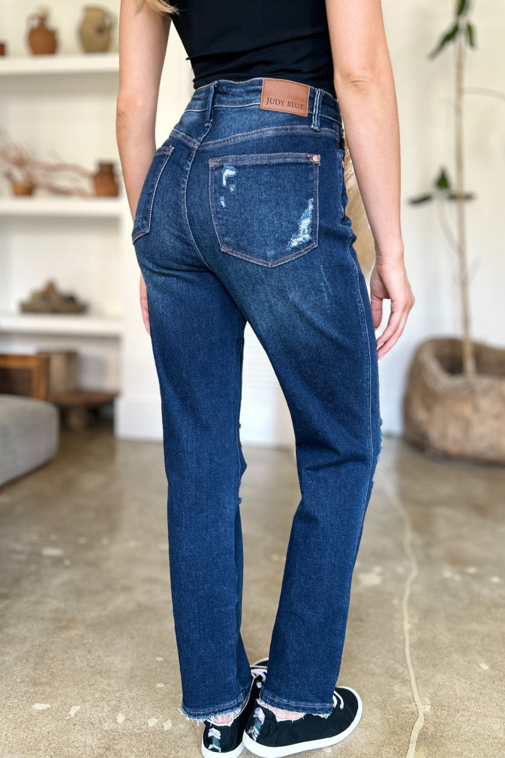 Judy Blue Full Size High Waist Rigid Magic Heavy Destroy Straight Jeans Judy Blue Full Size High Waist Rigid Magic Heavy Destroy Straight Jeans - TopFashionHQ