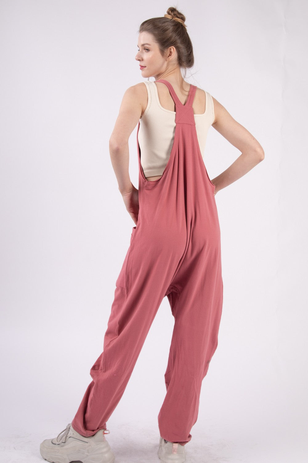 VERY J Plunge Sleeveless Jumpsuit with Pockets VERY J Plunge Sleeveless Jumpsuit with Pockets - TopFashionHQ
