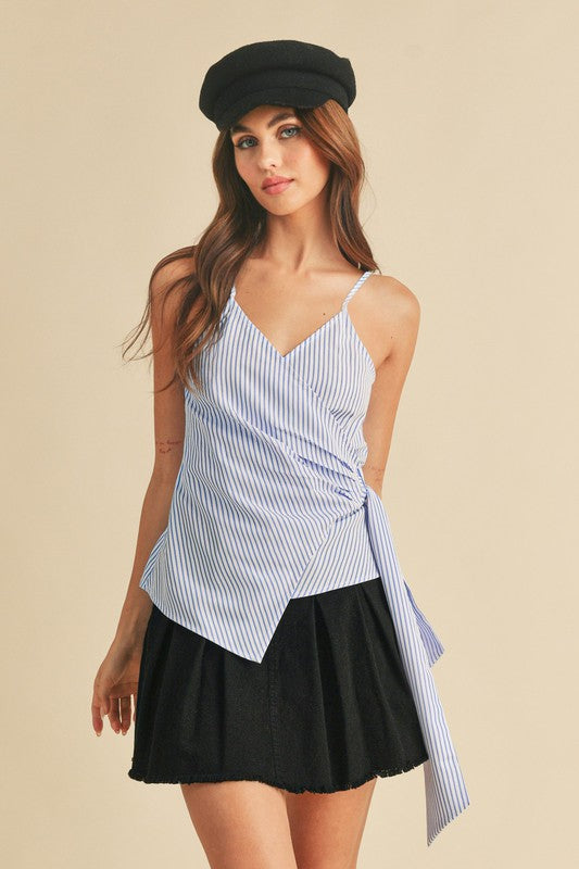 Aemi + Co Side Knotted Surplice Striped Cami 75afa4aa-6904-41ff-9e83-88c43e5bcb0d-Max