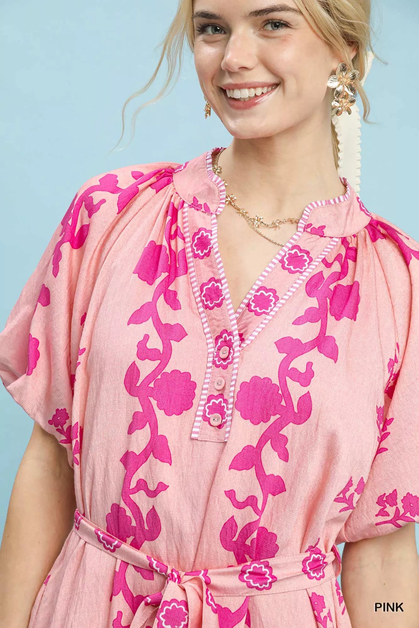 Umgee Floral Tie-Waist Boho Mini Dress 75c7f330-e636-4235-bbe8-2fdd2d7e4308-Max-Origin