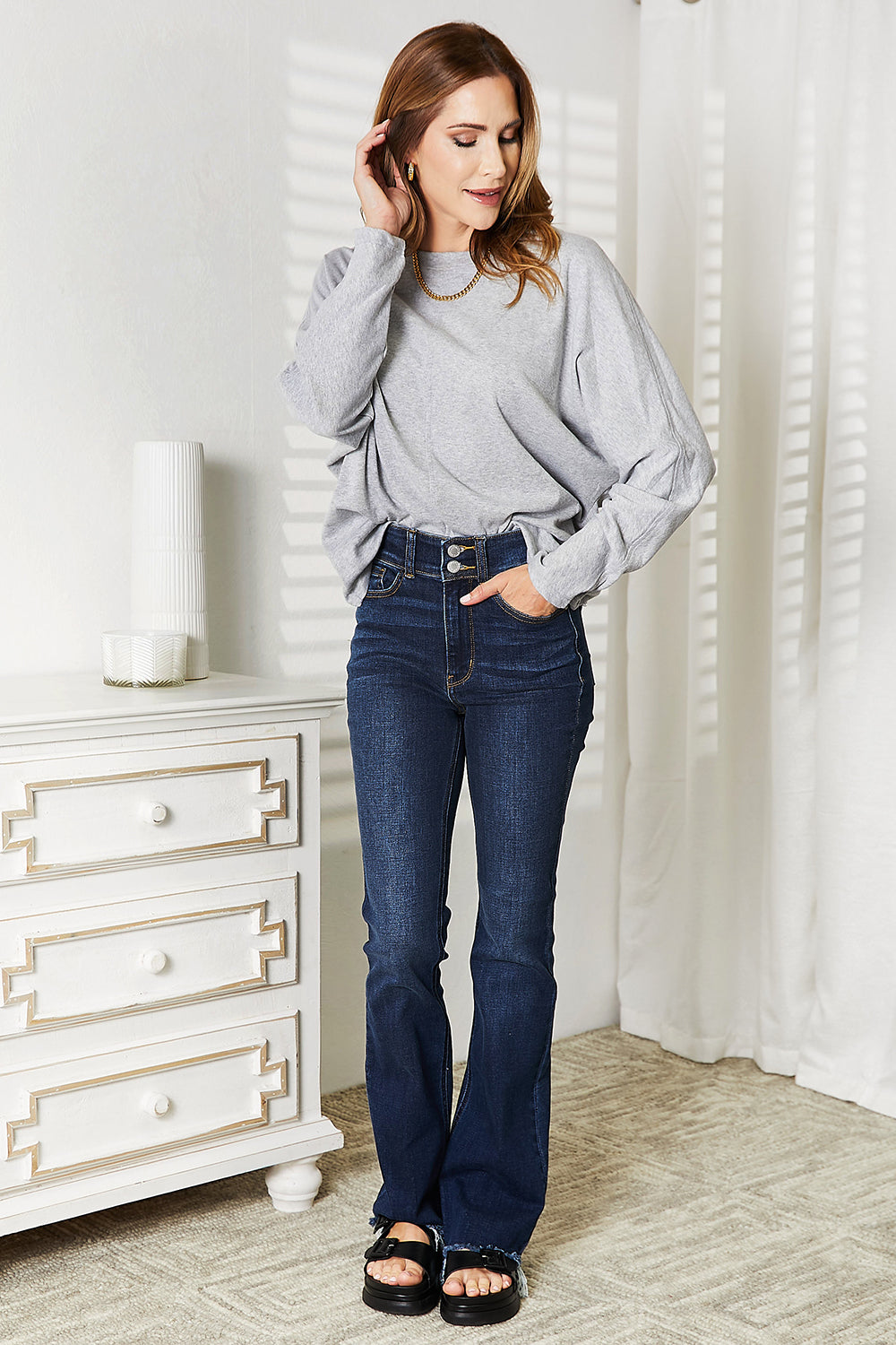 Double Take Seam Detail Round Neck Long Sleeve Top Double Take Seam Detail Round Neck Long Sleeve Top - TopFashionHQ