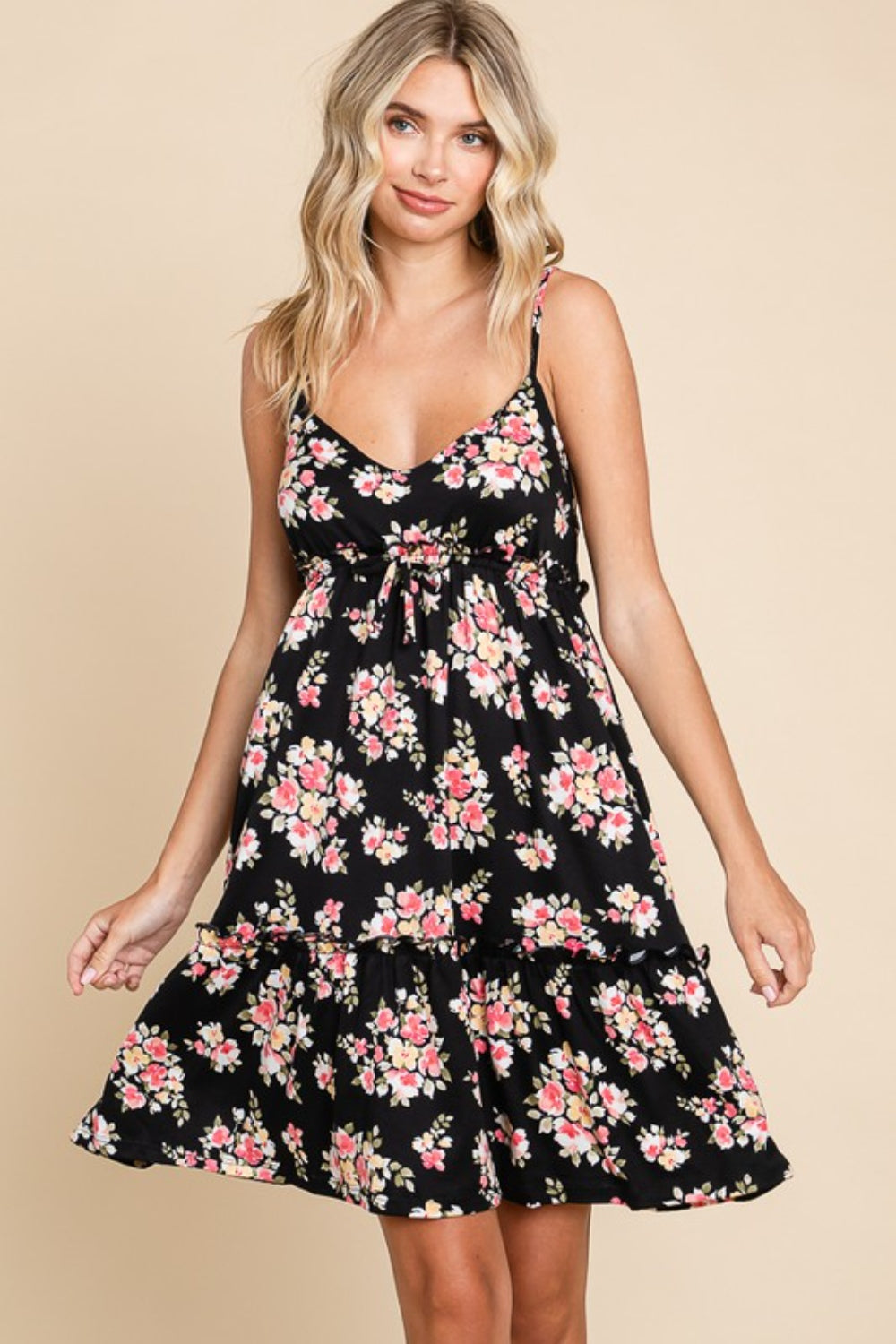 Culture Code Full Size Floral Frill Cami Dress Culture Code Full Size Floral Frill Cami Dress - TopFashionHQ