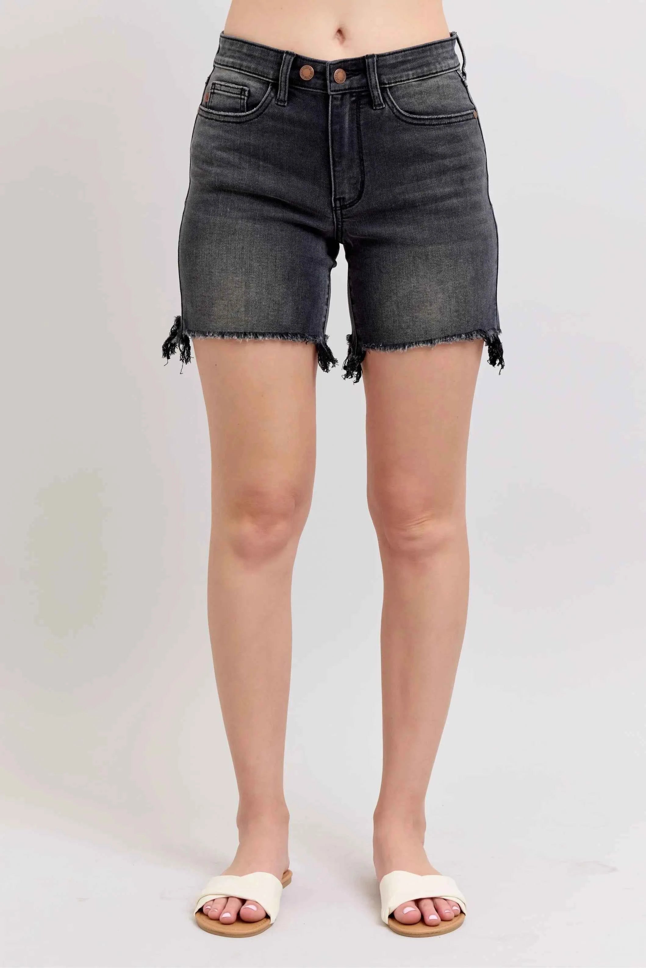 Judy Blue Full Size Long Cut Off 2 Button Dad Denim Shorts Plus Size Judy Blue Full Size Long Cut Off 2 Button Dad Denim Shorts Plus Size