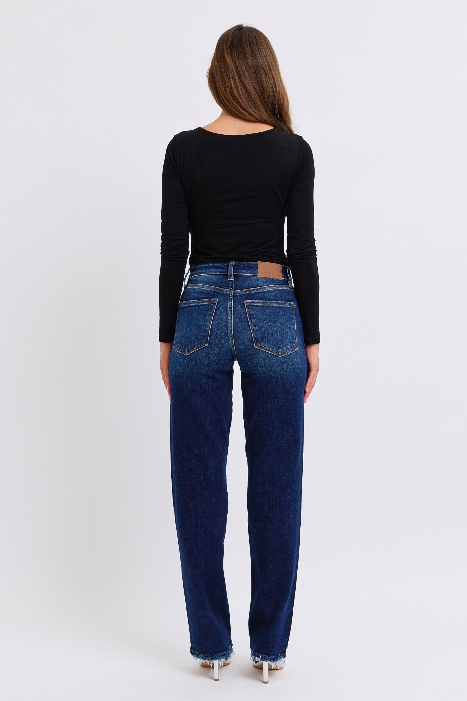 Judy Blue Full Size Raw Hem Straight Leg Jeans Judy Blue Full Size Raw Hem Straight Leg Jeans - TopFashionHQ