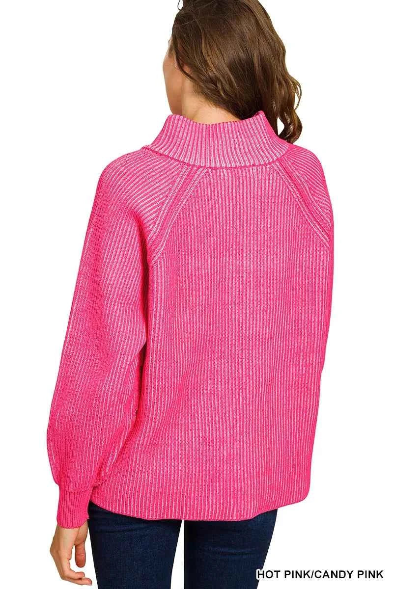 Zenana Ribbed Two Tone Half Zip Sweater Zenana Ribbed Two Tone Half Zip Sweater