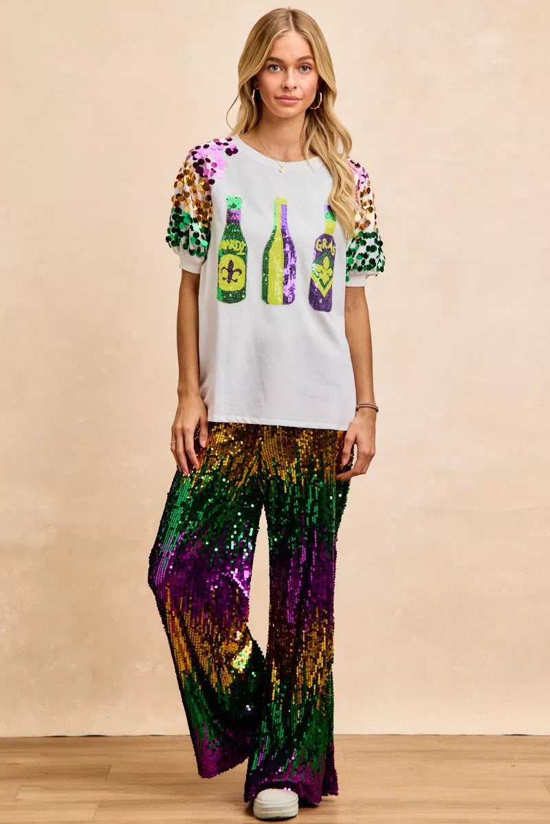 BiBi Sequin Mardi Gras Bottles Spangled Sleeve Top 773e1be2d6c5411b981eb196124b87c2-Max-Origin
