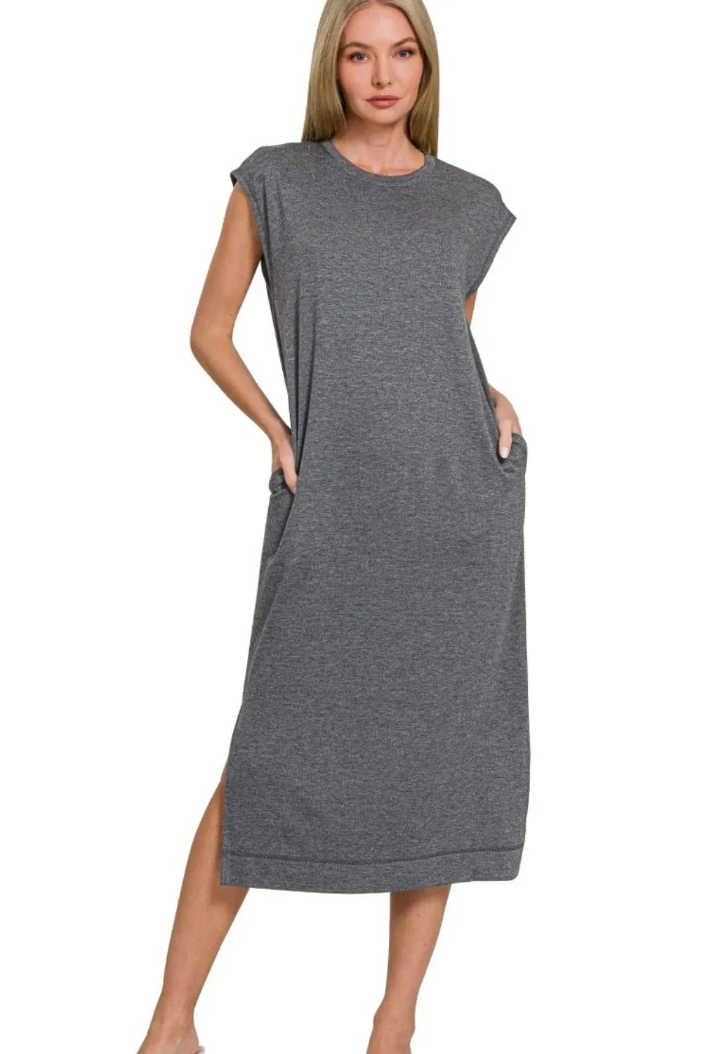 Zenana French Terry Sleeveless Round Neck Midi Dress 77409a2f-b9c3-49c2-b58a-e70d6b3e70ac-Max-Origin