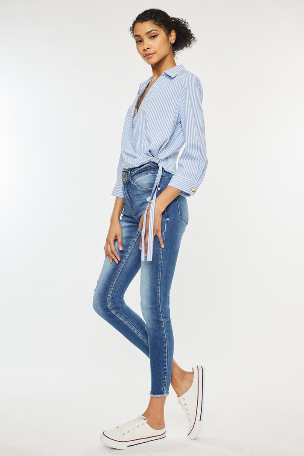 Kancan Distressed Raw Hem High Waist Jeans Kancan Distressed Raw Hem High Waist Jeans - TopFashionHQ