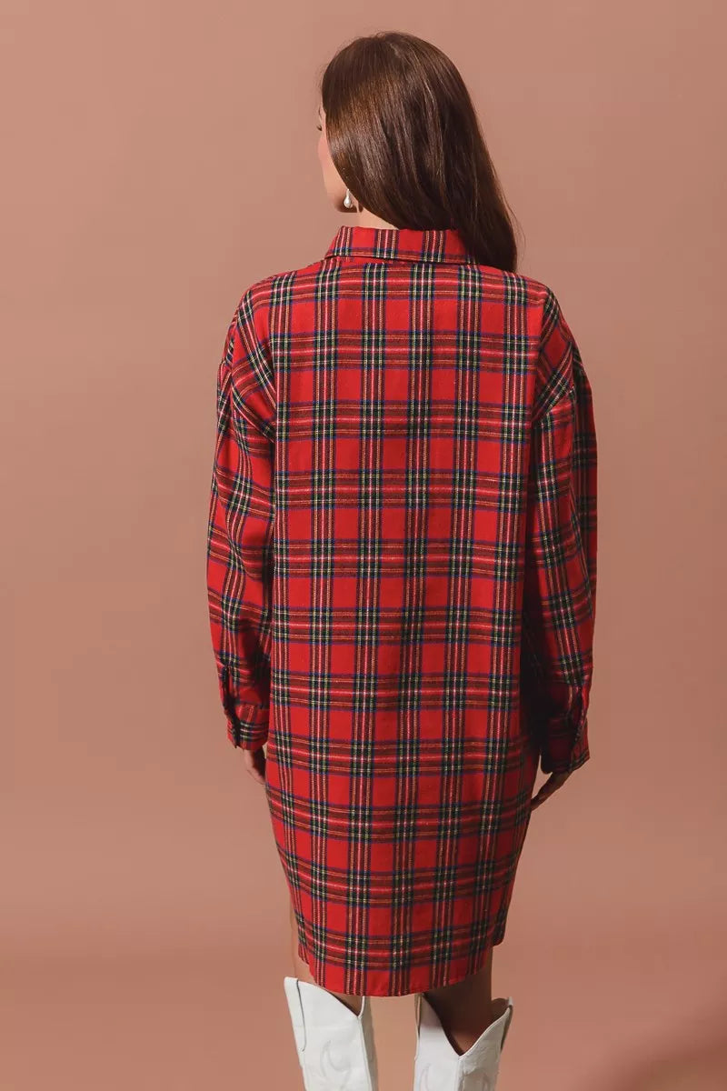 SO ME Christmas Checker Plaid Button Up Shirt Dress 77945cceb58442ddab2e939b2ea76118-Max-Origin